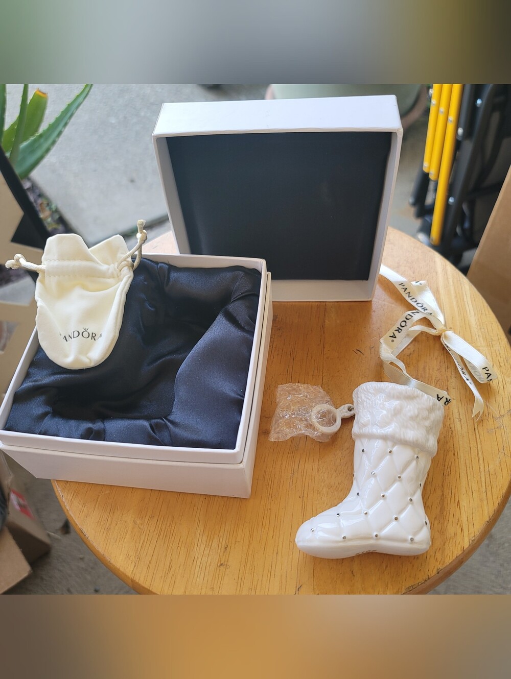 Pandora 2012 Limited Edition Porcelain White Quilted Stocking Ornament. Boxed